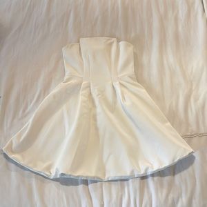 Strapless White A-Line Dress by Keepsake